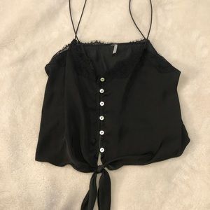 black silky tank top